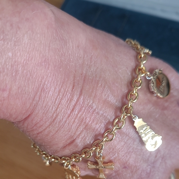 The Bradford Exchange Gold Charm Bracelet with Spiritual / Religious Charms - Picture 9 of 13